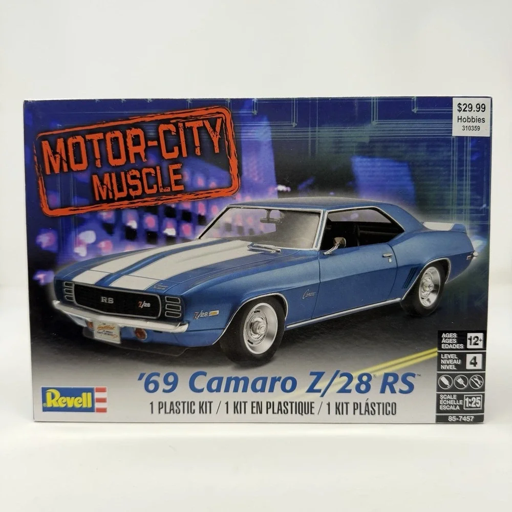Revell 1:25 Scale '69 Camaro Z-28‎ RS Plastic Model Kit Skill 4 Open Box Unbuilt